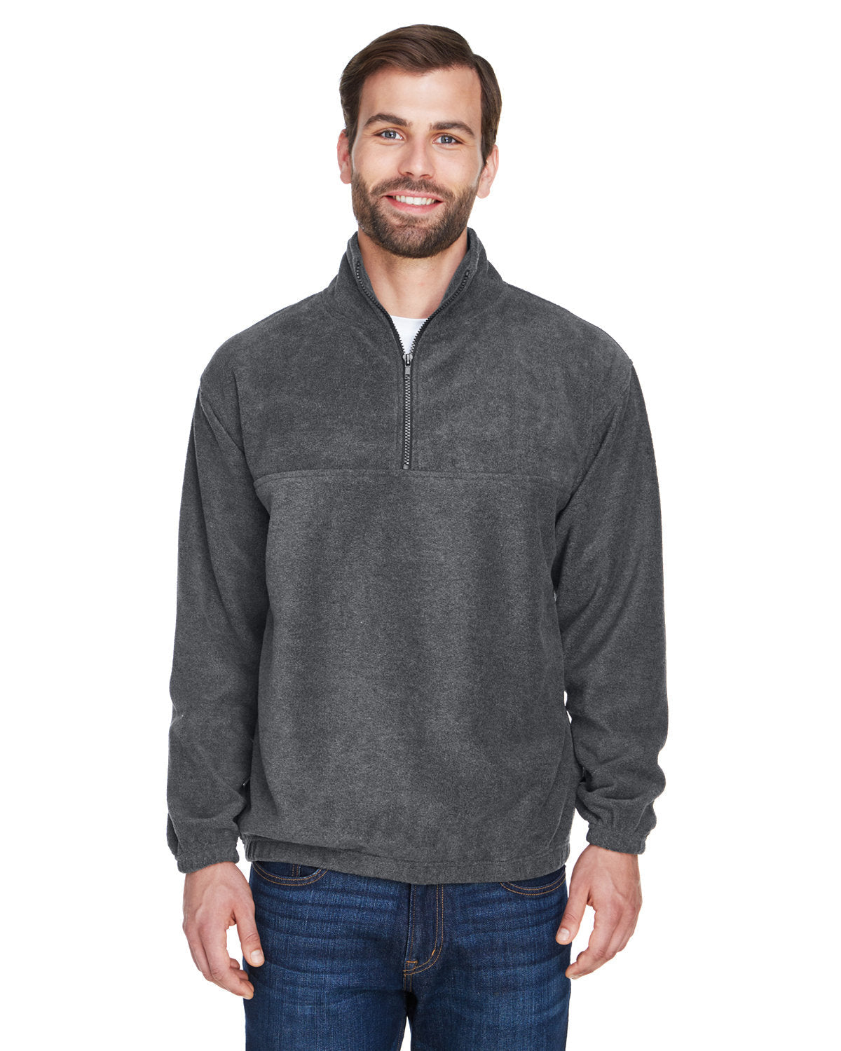  UltraClub Iceberg Fleece Quarter-Zip Pullover-Men's Layering-UltraClub-Charcoal-S-Thread Logic