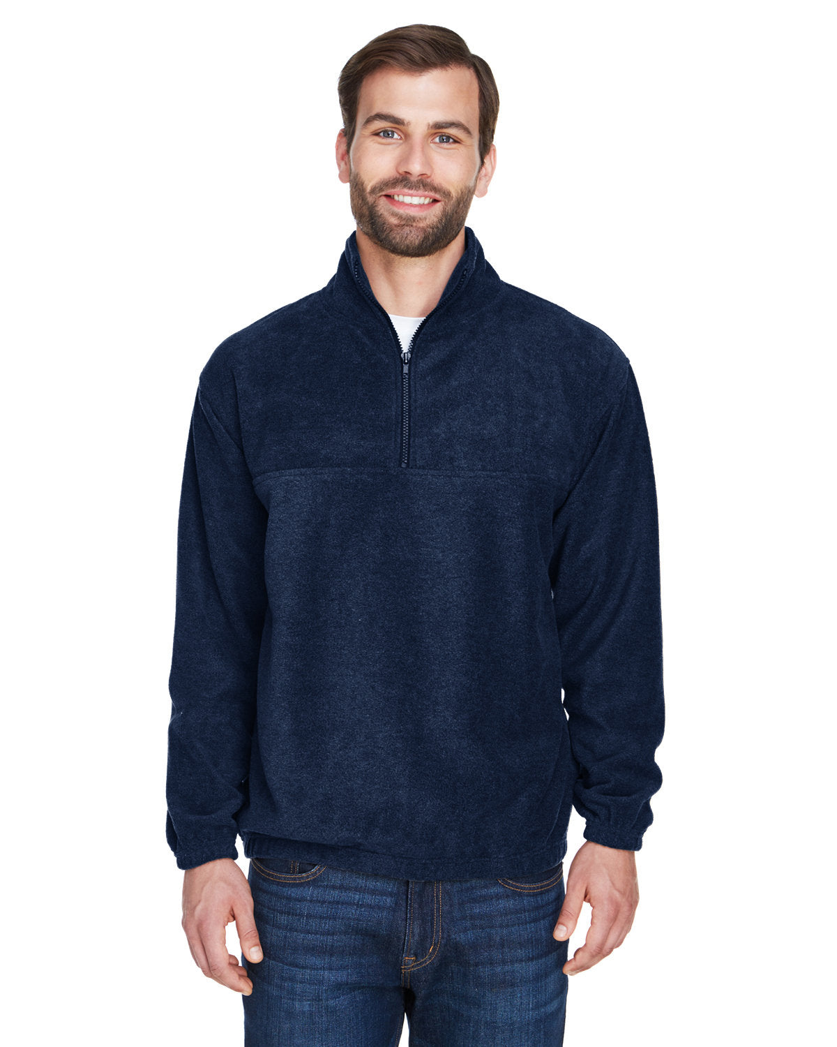  UltraClub Iceberg Fleece Quarter-Zip Pullover-Men's Layering-UltraClub-Navy-S-Thread Logic