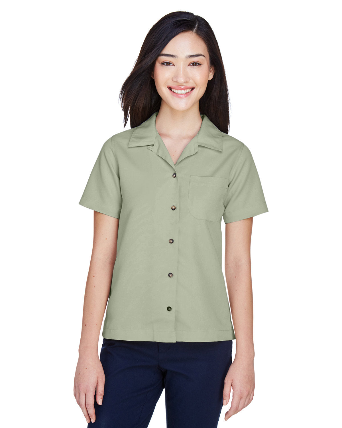 UltraClub Ladies Cabana Breeze Camp Shirt-Ladies Dress Shirts-UltraClub-Sage-XS-Thread Logic