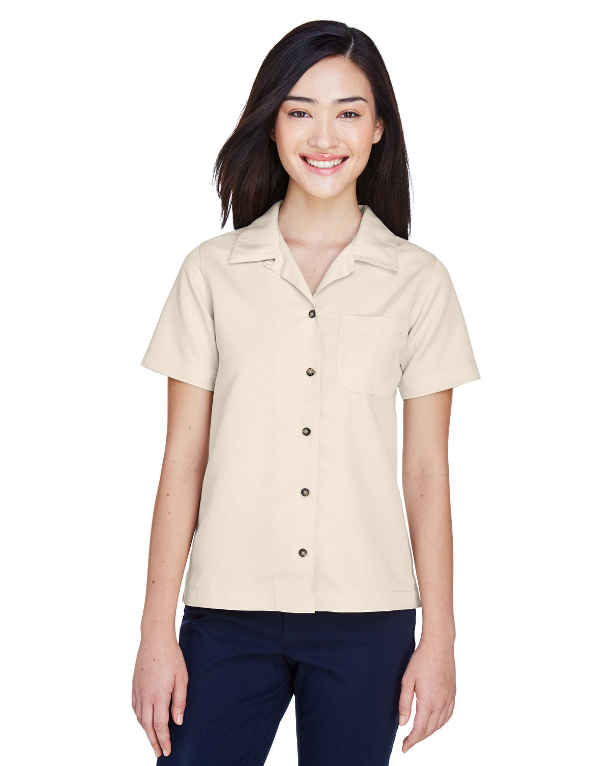  UltraClub Ladies Cabana Breeze Camp Shirt-Ladies Dress Shirts-UltraClub-Stone-XS-Thread Logic