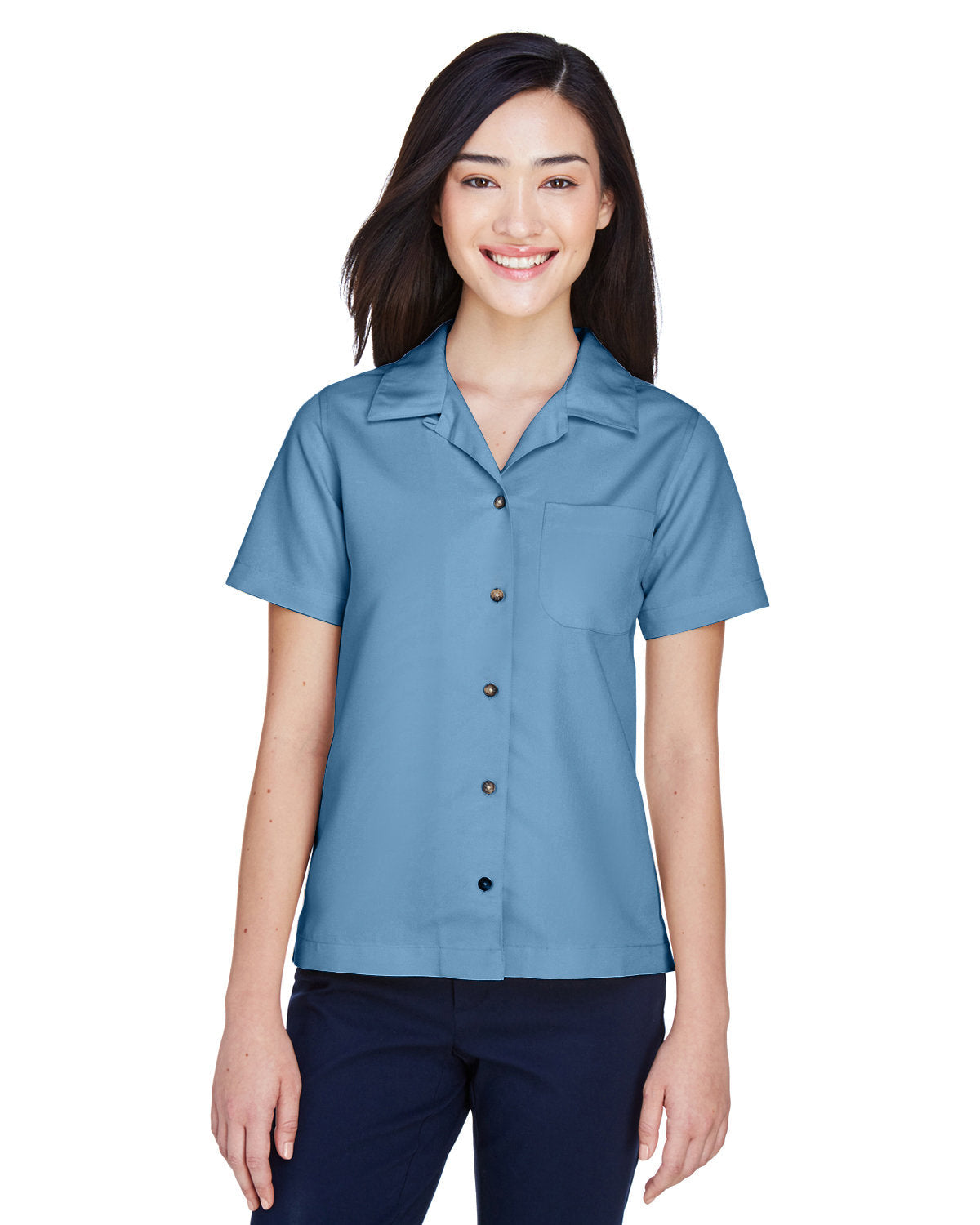  UltraClub Ladies Cabana Breeze Camp Shirt-Ladies Dress Shirts-UltraClub-Wedgewood-XS-Thread Logic