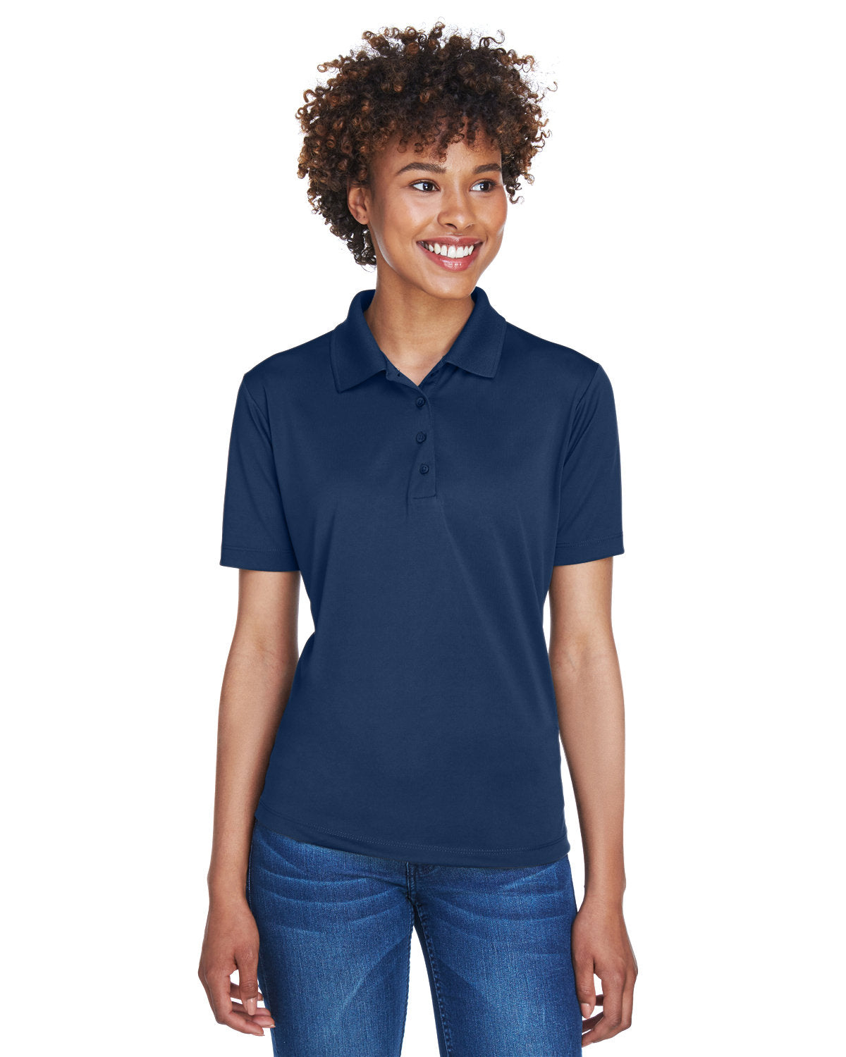  UltraClub Ladies Cool & Dry 8-Star Elite Performance Interlock Polo-Ladies Polos-UltraClub-Navy-S-Thread Logic
