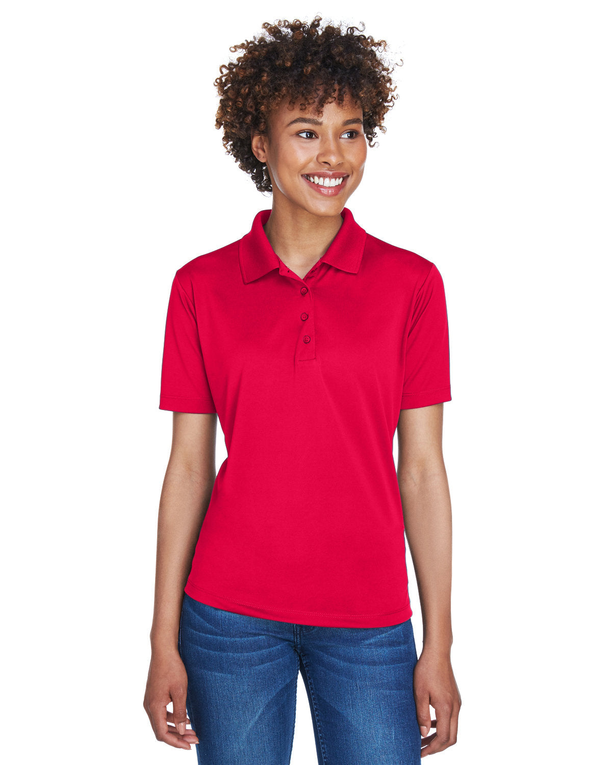  UltraClub Ladies Cool & Dry 8-Star Elite Performance Interlock Polo-Ladies Polos-UltraClub-Red-S-Thread Logic