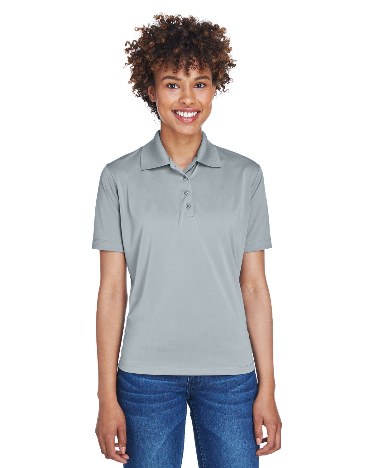  UltraClub Ladies Cool & Dry 8-Star Elite Performance Interlock Polo-Ladies Polos-UltraClub-Silver-S-Thread Logic