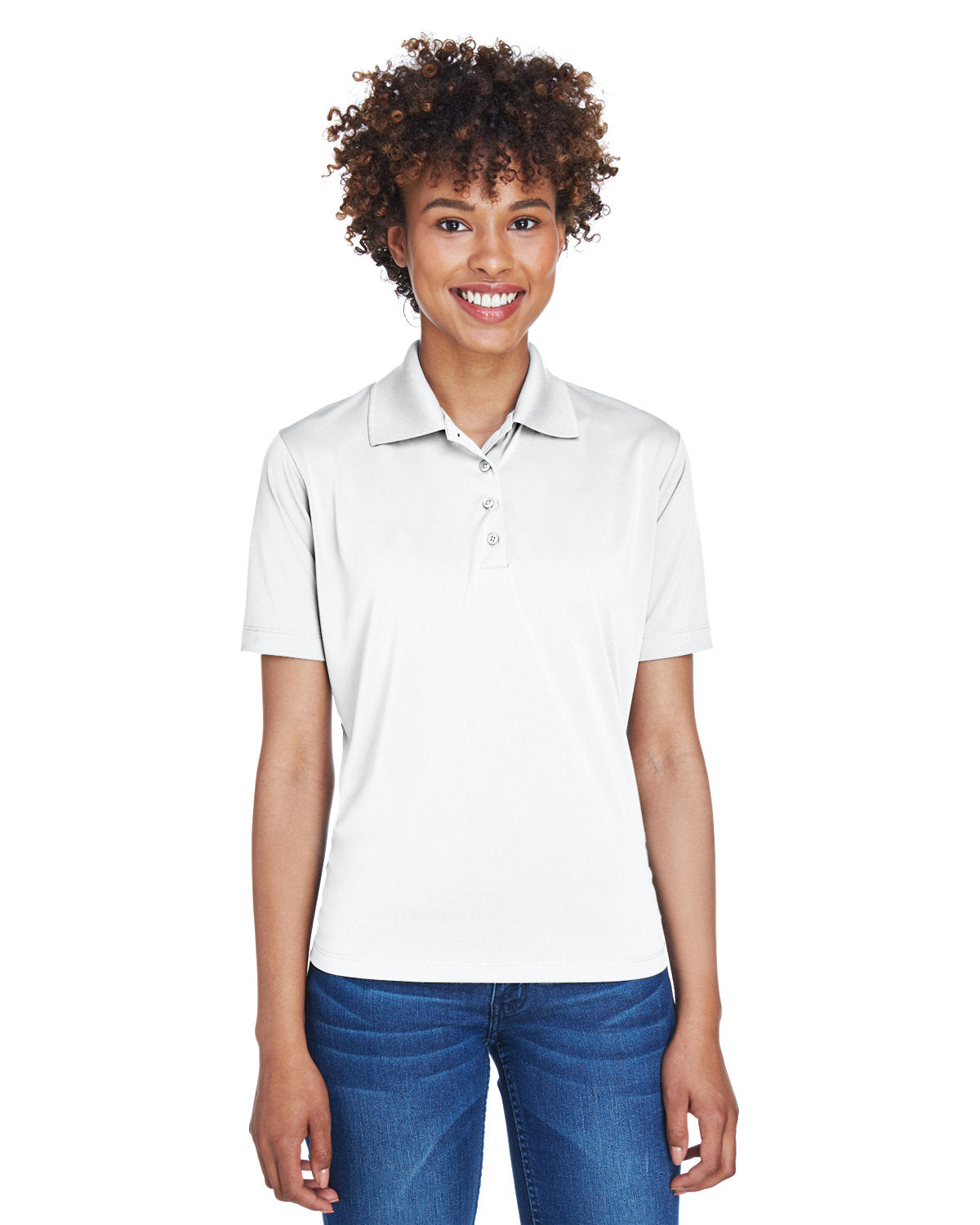  UltraClub Ladies Cool & Dry 8-Star Elite Performance Interlock Polo-Ladies Polos-UltraClub-White-S-Thread Logic