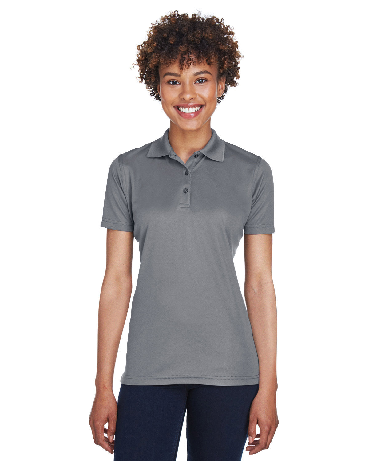  UltraClub Ladies Cool & Dry Mesh Pique Polo-Ladies Polos-UltraClub-Charcoal-S-Thread Logic