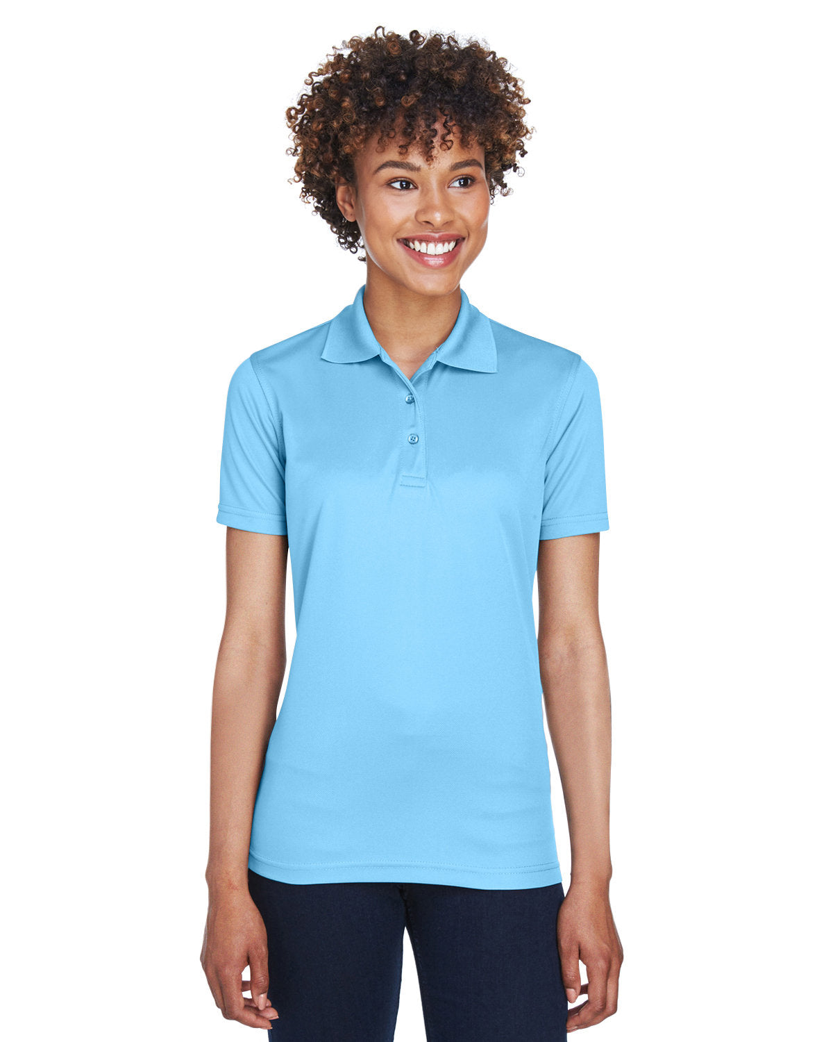 UltraClub Ladies Cool & Dry Mesh Pique Polo-Ladies Polos-UltraClub-Columbia Blue-S-Thread Logic
