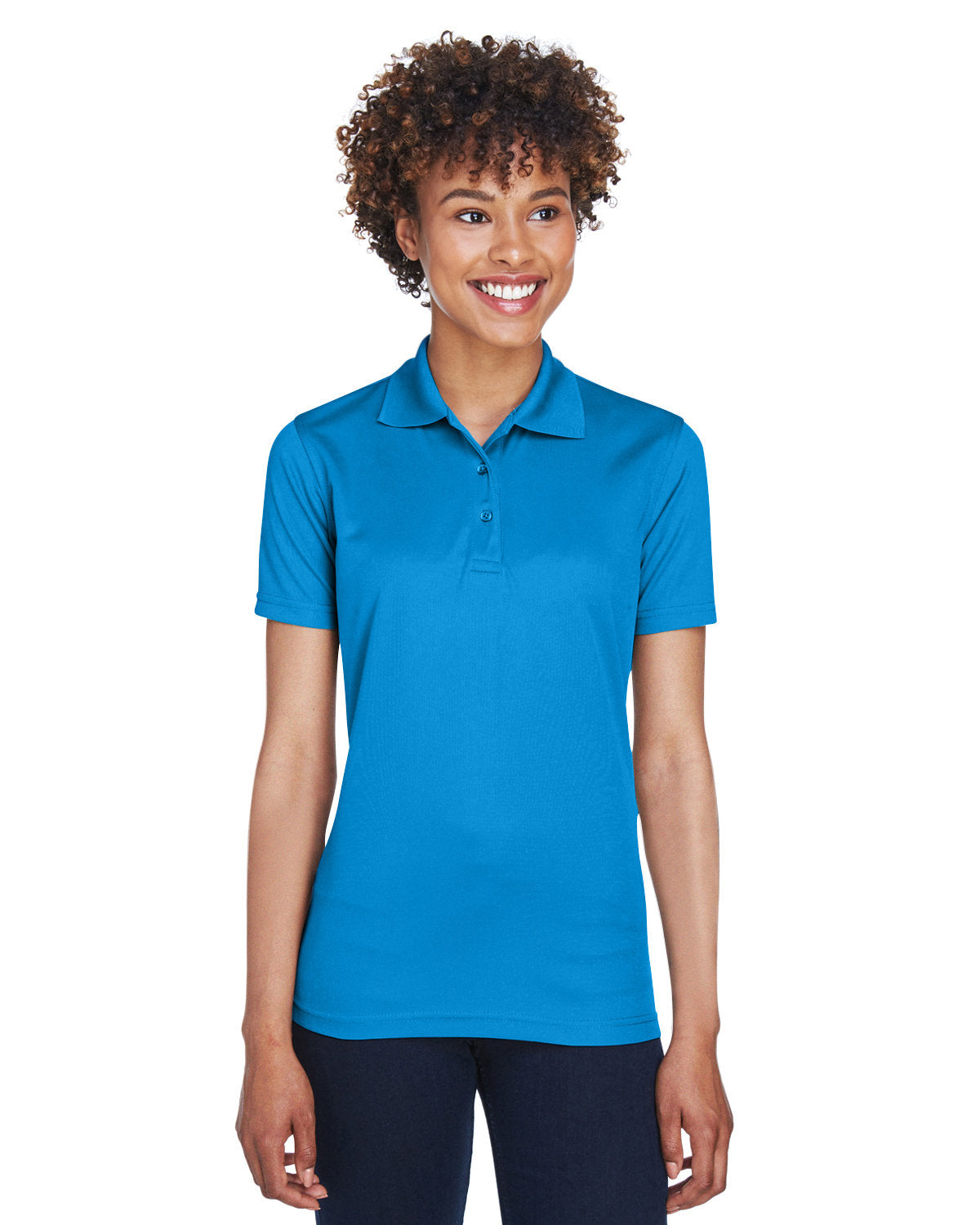  UltraClub Ladies Cool & Dry Mesh Pique Polo-Ladies Polos-UltraClub-Pacific Blue-S-Thread Logic