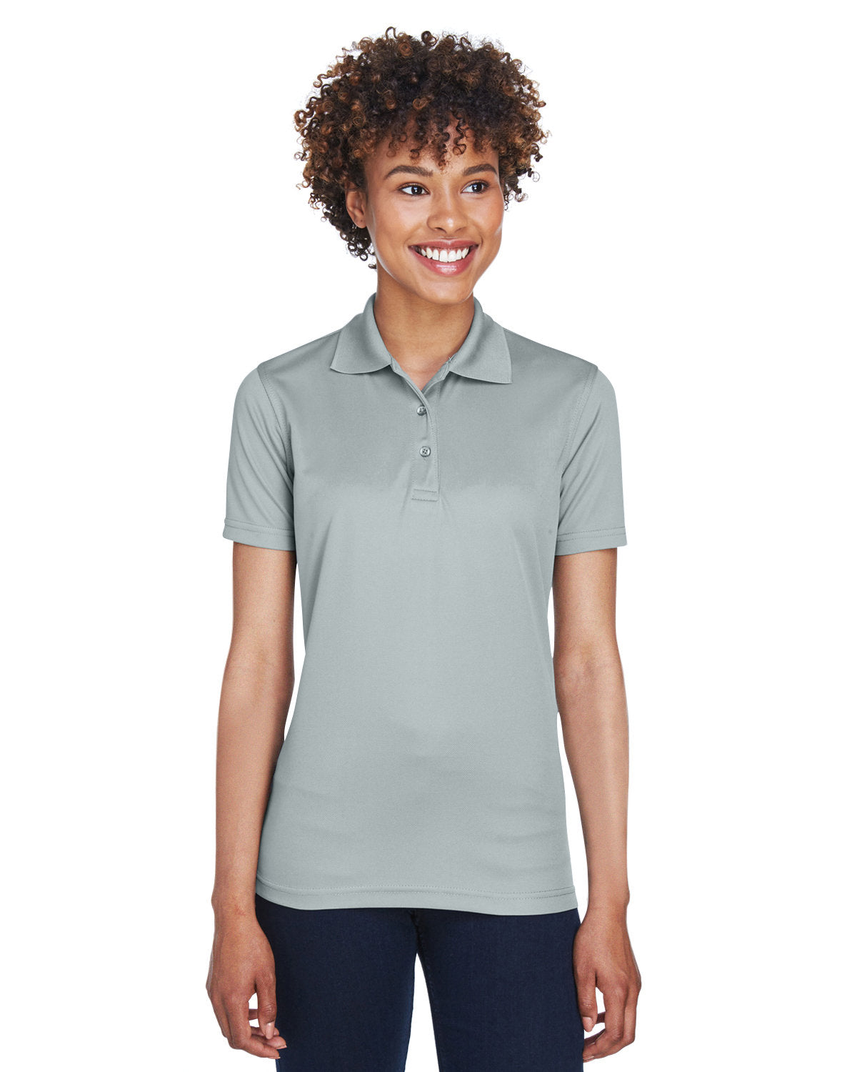 UltraClub Ladies Cool & Dry Mesh Pique Polo-Ladies Polos-UltraClub-Silver-S-Thread Logic