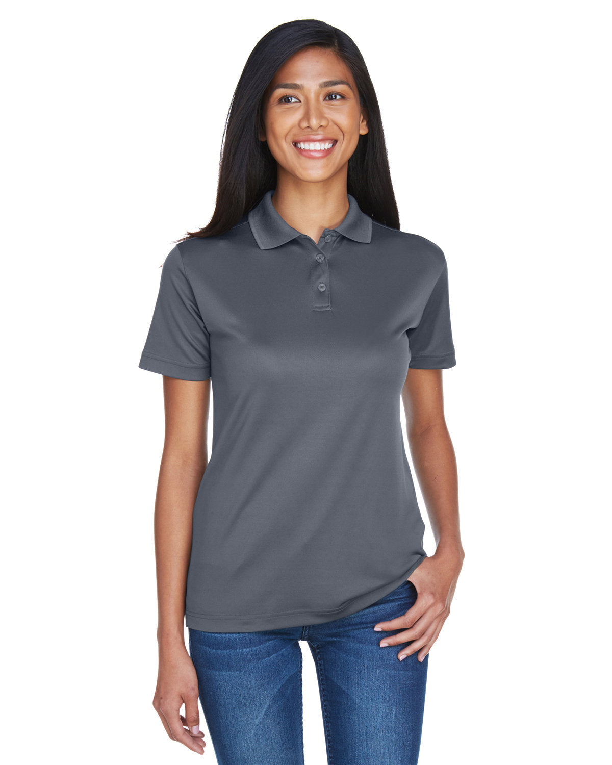  UltraClub Ladies Cool & Dry Sport Polo-Ladies Polos-UltraClub-Charcoal-S-Thread Logic