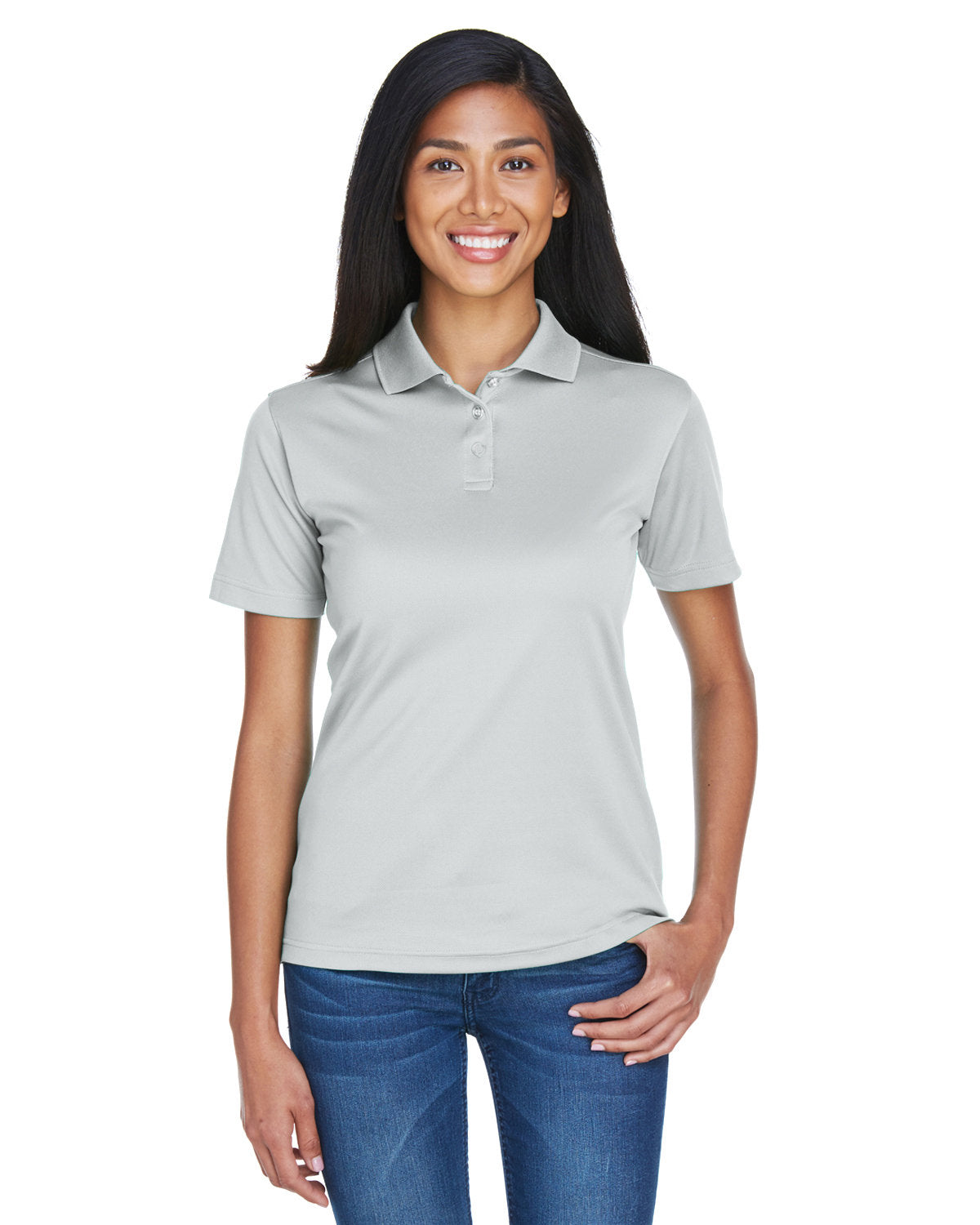  UltraClub Ladies Cool & Dry Sport Polo-Ladies Polos-UltraClub-Grey-S-Thread Logic
