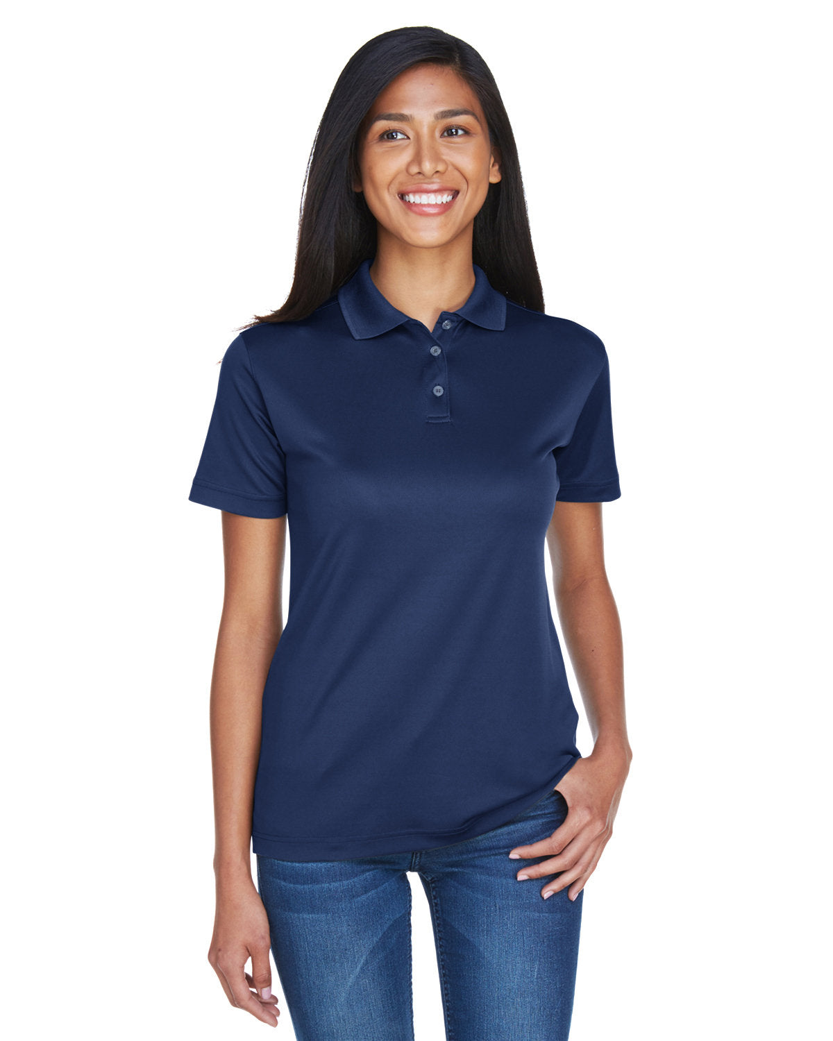  UltraClub Ladies Cool & Dry Sport Polo-Ladies Polos-UltraClub-Navy-S-Thread Logic