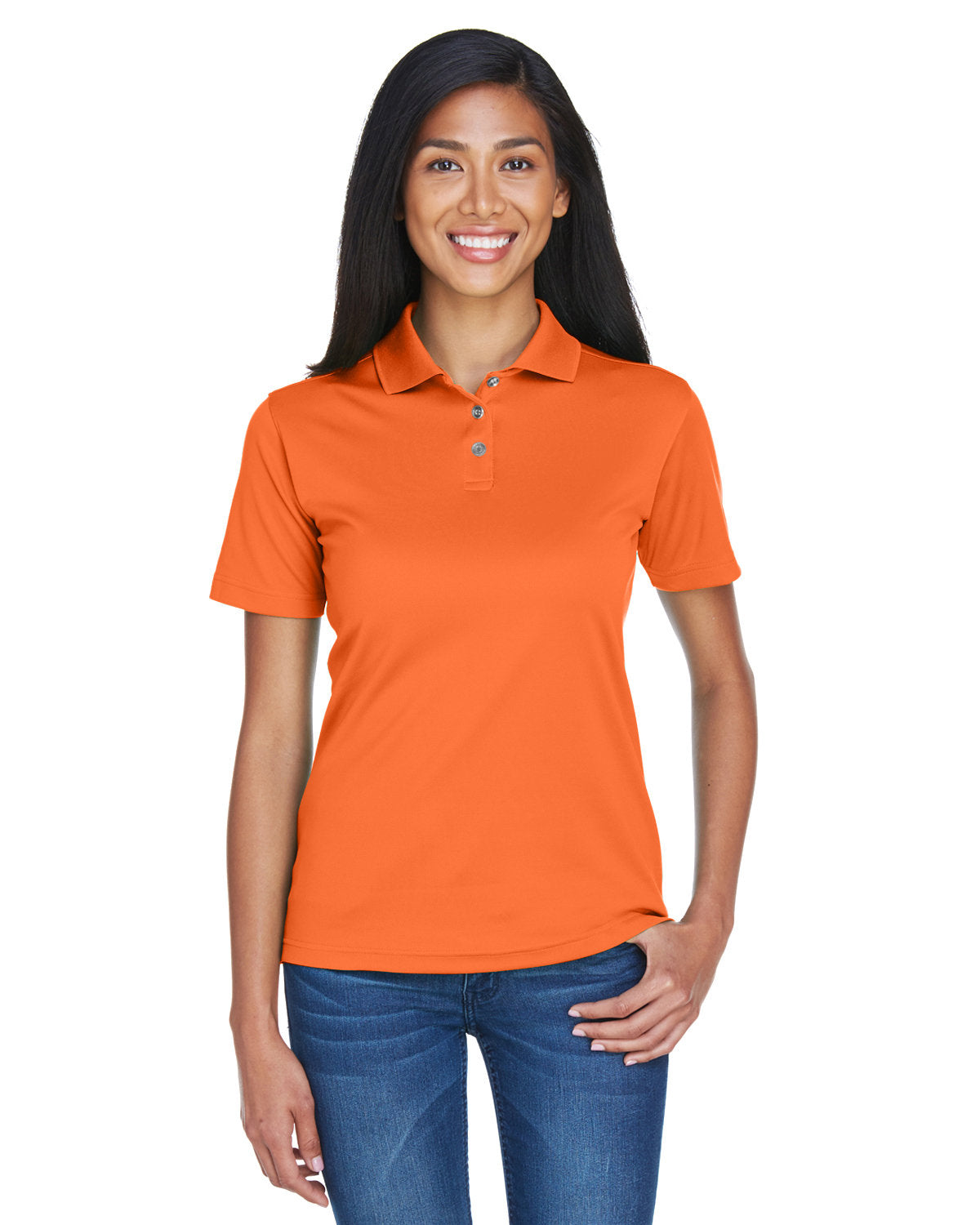  UltraClub Ladies Cool & Dry Sport Polo-Ladies Polos-UltraClub-Orange-S-Thread Logic