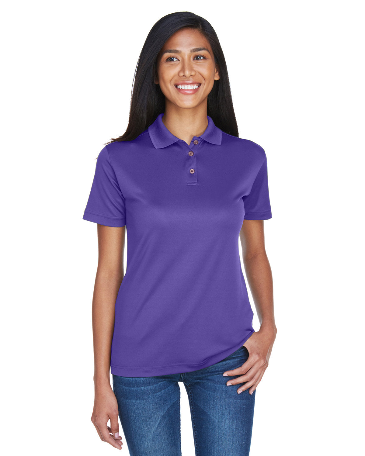  UltraClub Ladies Cool & Dry Sport Polo-Ladies Polos-UltraClub-Purple-S-Thread Logic