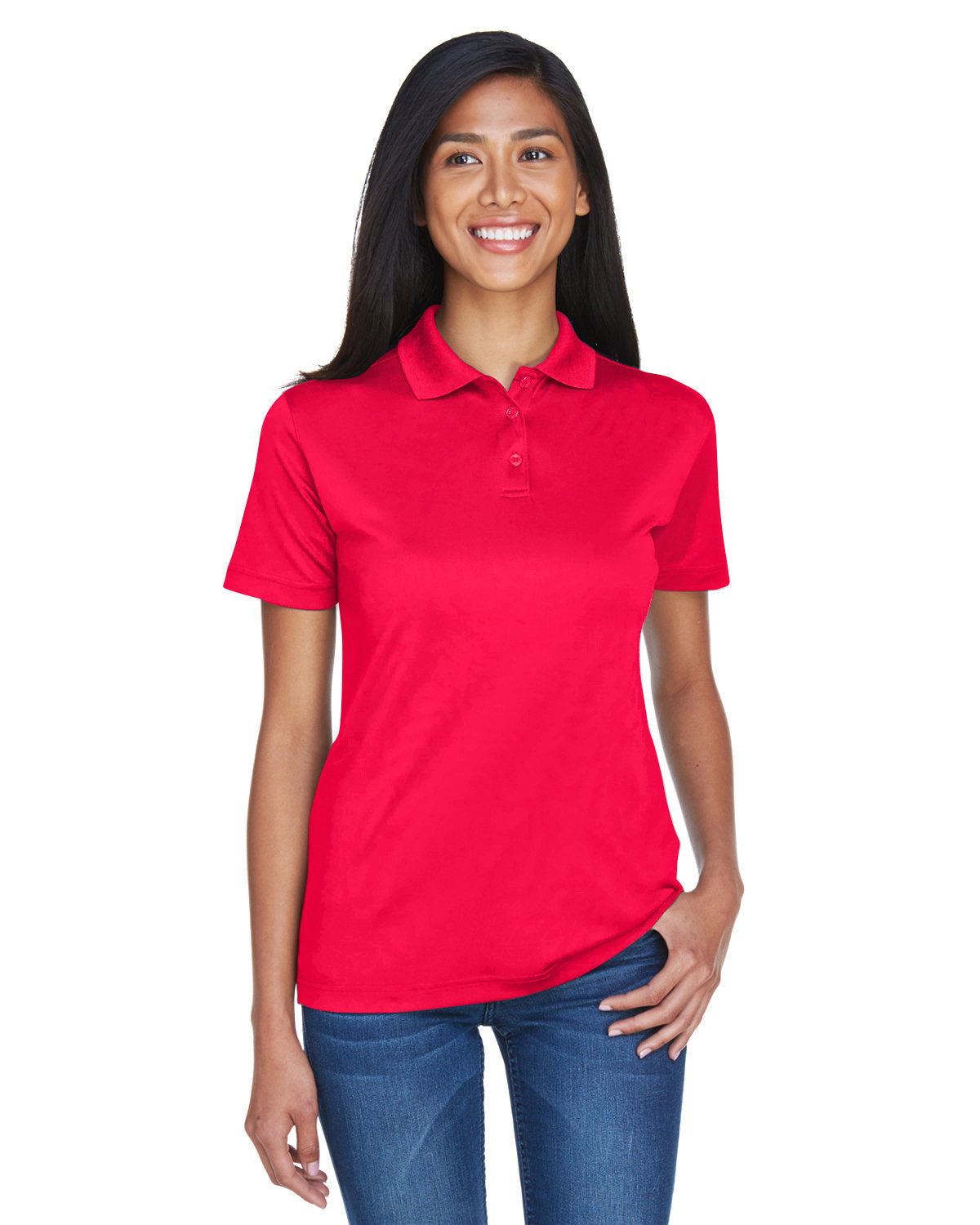 UltraClub Ladies Cool & Dry Sport Polo-Ladies Polos-UltraClub-Red-S-Thread Logic