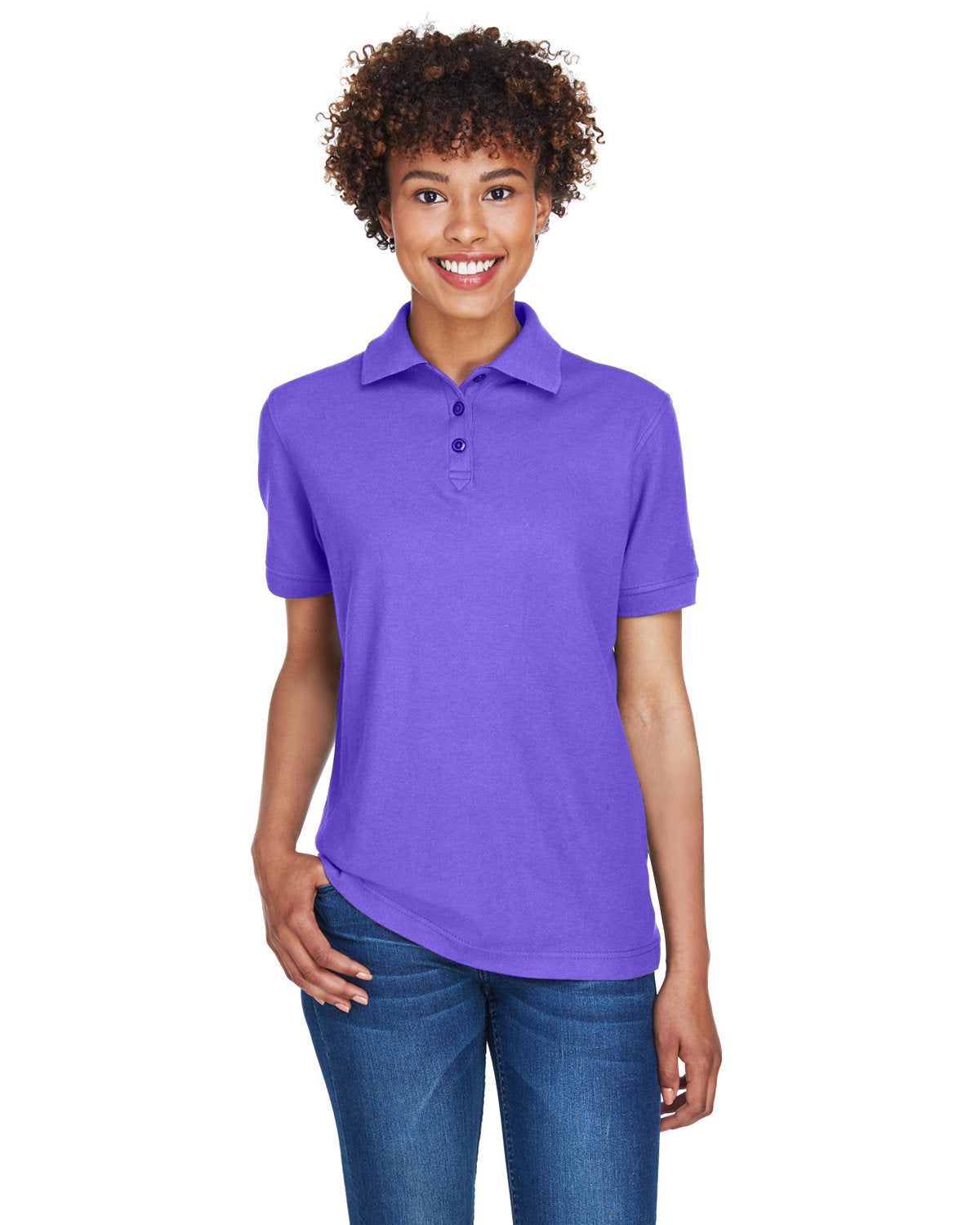 UltraClub Ladies Whisper Pique Polo-Ladies Polos-UltraClub-Purple-XS-Thread Logic