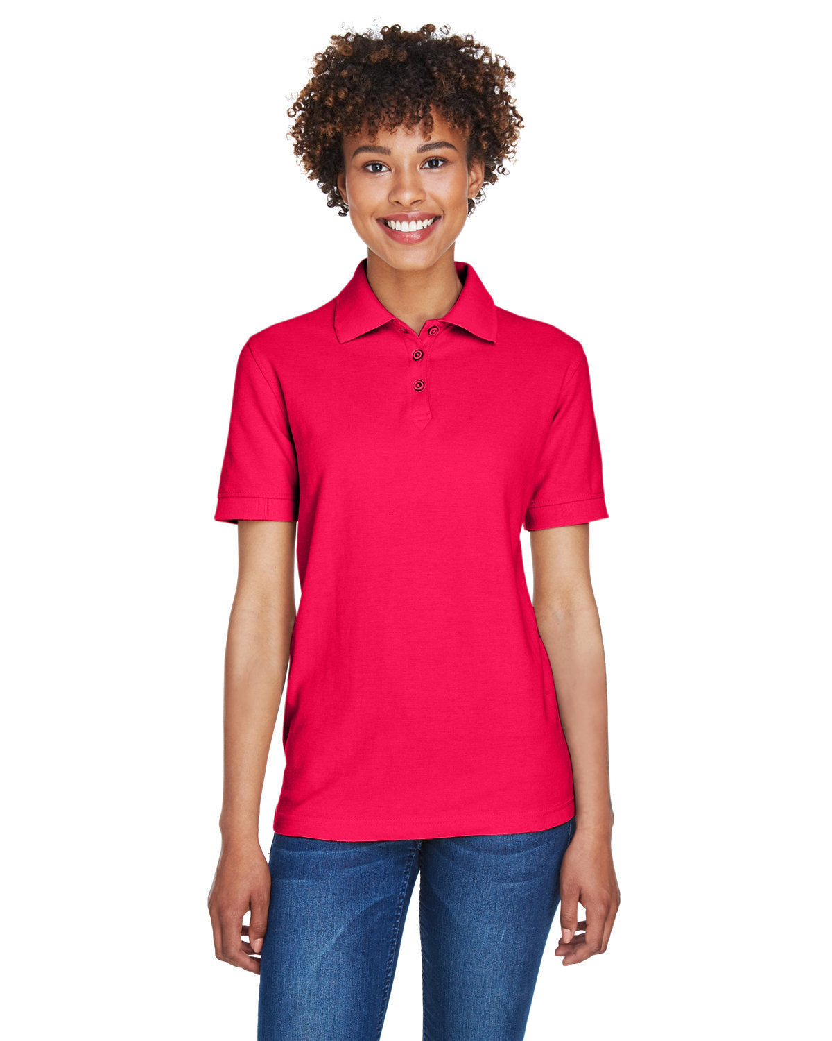  UltraClub Ladies Whisper Pique Polo-Ladies Polos-UltraClub-Red-XS-Thread Logic