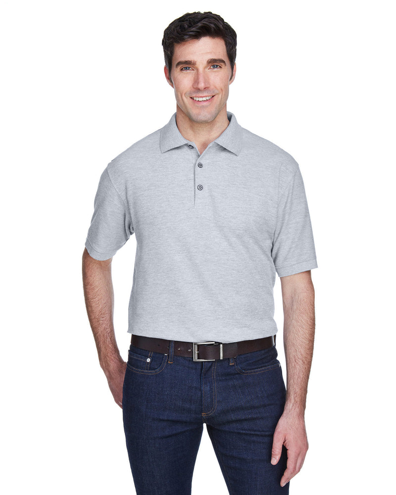  UltraClub Whisper Pique Polo Shirt-Men's Polos-UltraClub-Heather Grey-S-Thread Logic