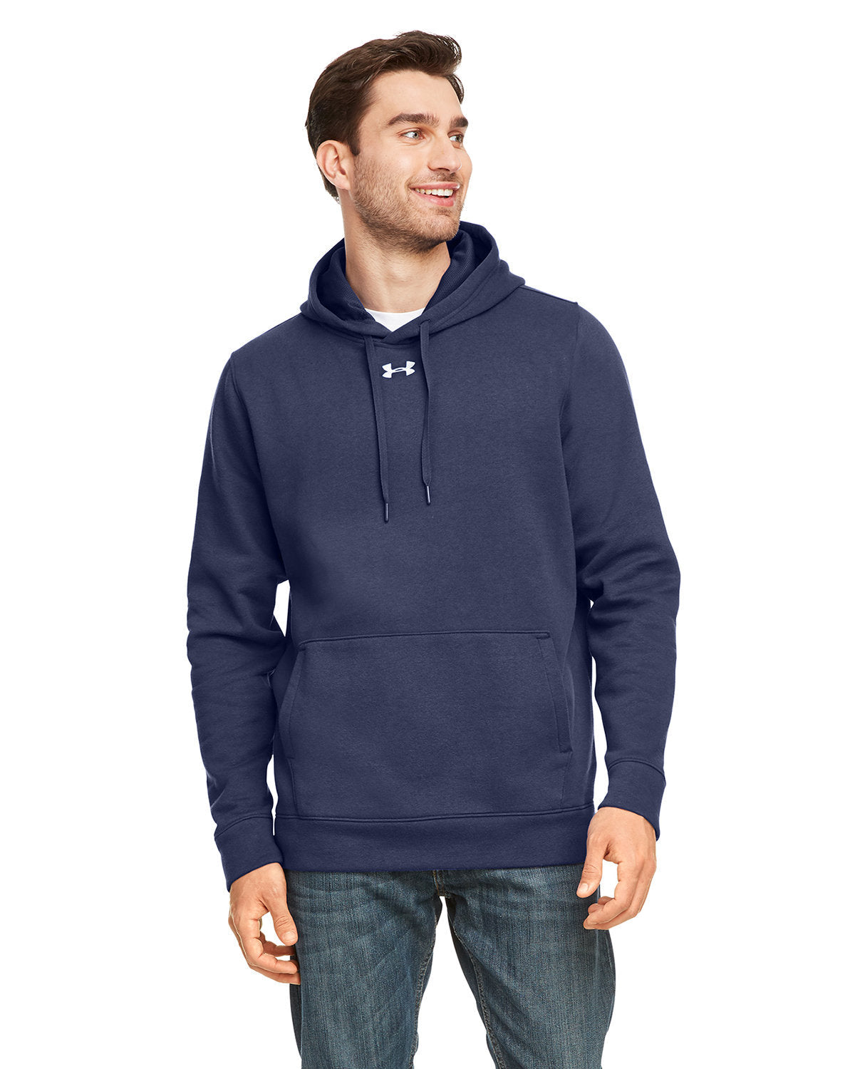  Under Armour Hustle Pullover Hooded Sweatshirt-Men's Layering-Under Armour-Midnight Navy/White-S-Thread Logic