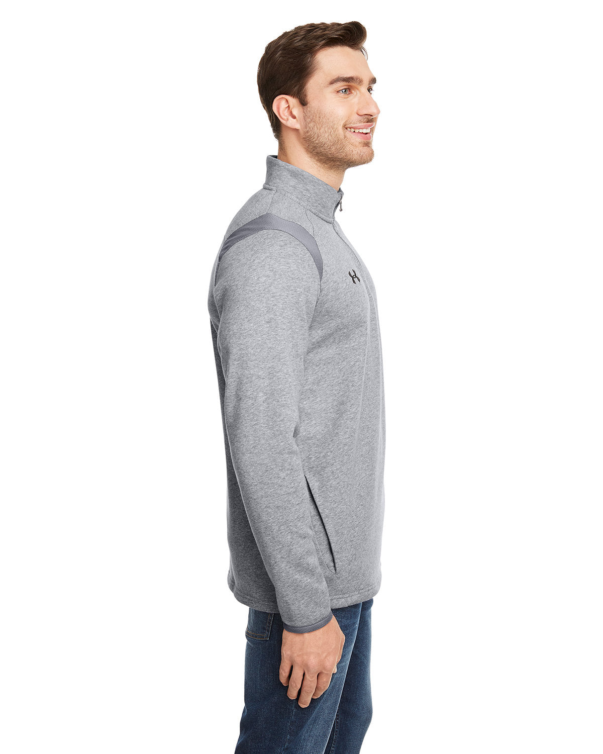 no-logo Under Armour Hustle Quarter-Zip Pullover Sweatshirt-Men's Layering-Under Armour-Thread Logic