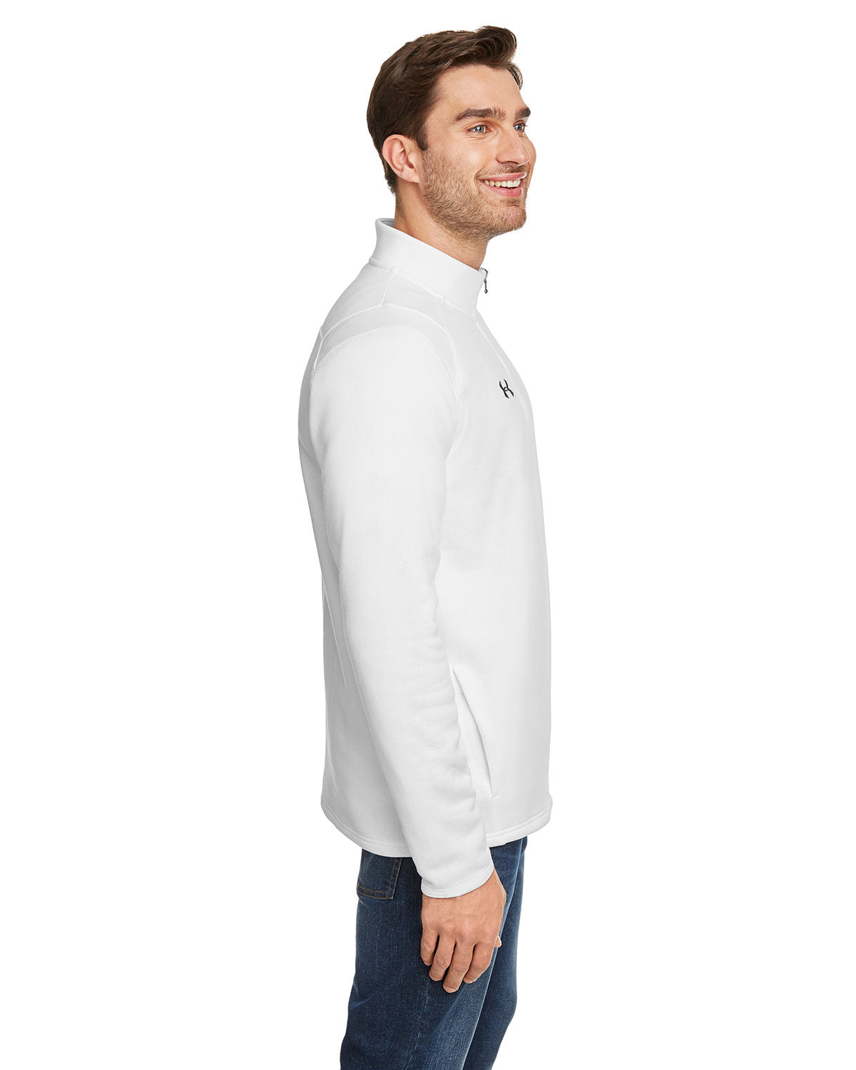 no-logo Under Armour Hustle Quarter-Zip Pullover Sweatshirt-Men's Layering-Under Armour-Thread Logic
