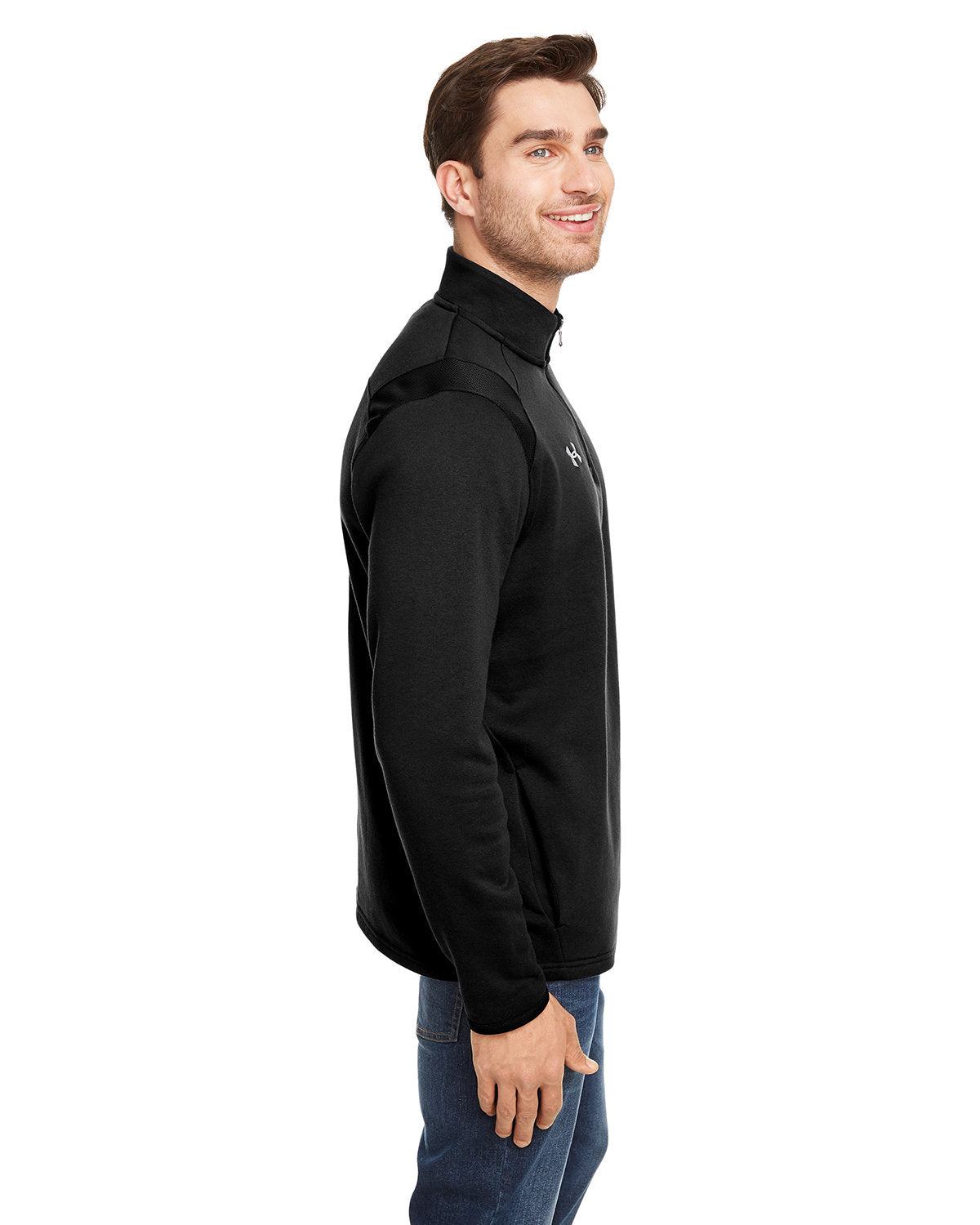 no-logo Under Armour Hustle Quarter-Zip Pullover Sweatshirt-Men's Layering-Under Armour-Thread Logic