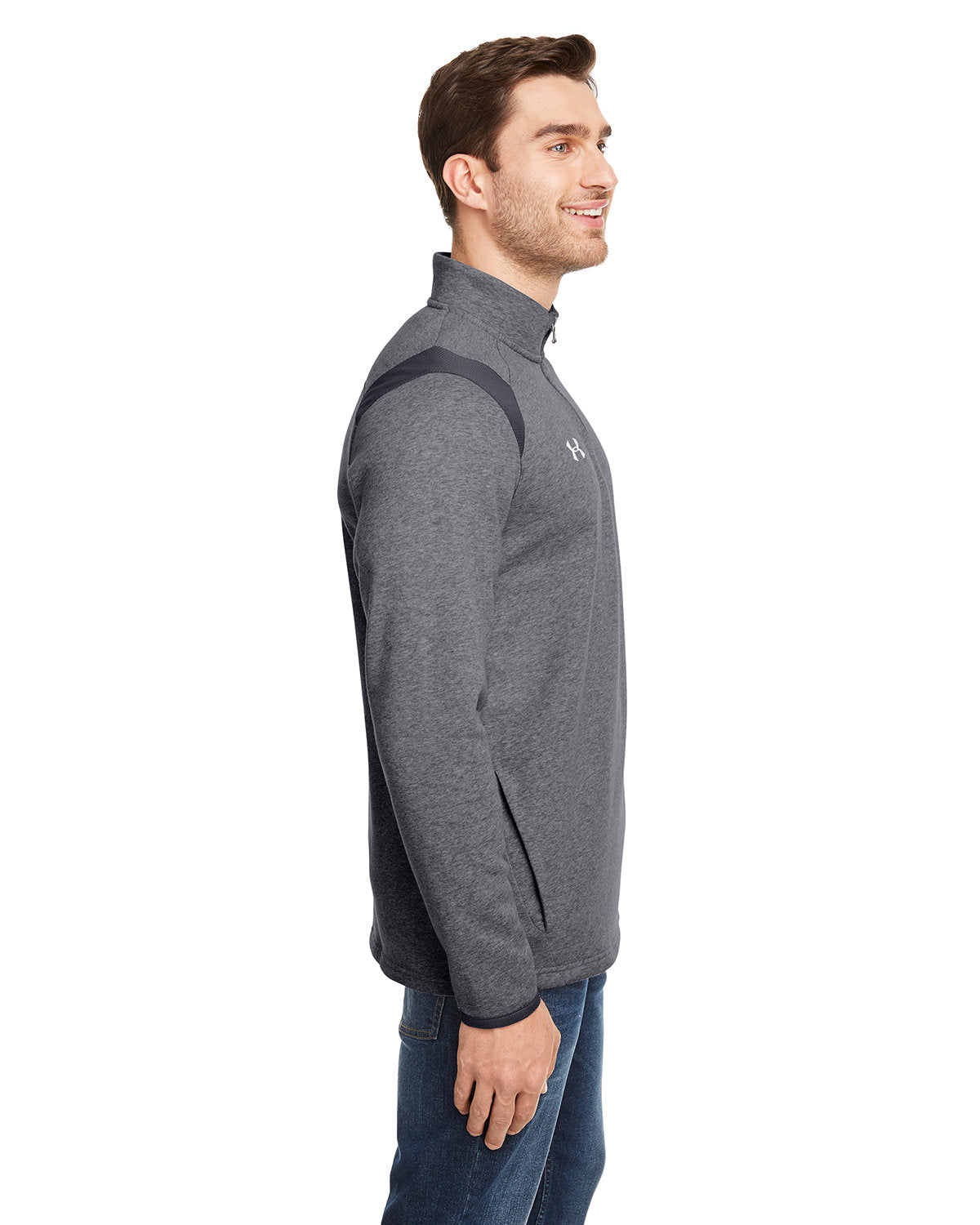 no-logo Under Armour Hustle Quarter-Zip Pullover Sweatshirt-Men's Layering-Under Armour-Thread Logic