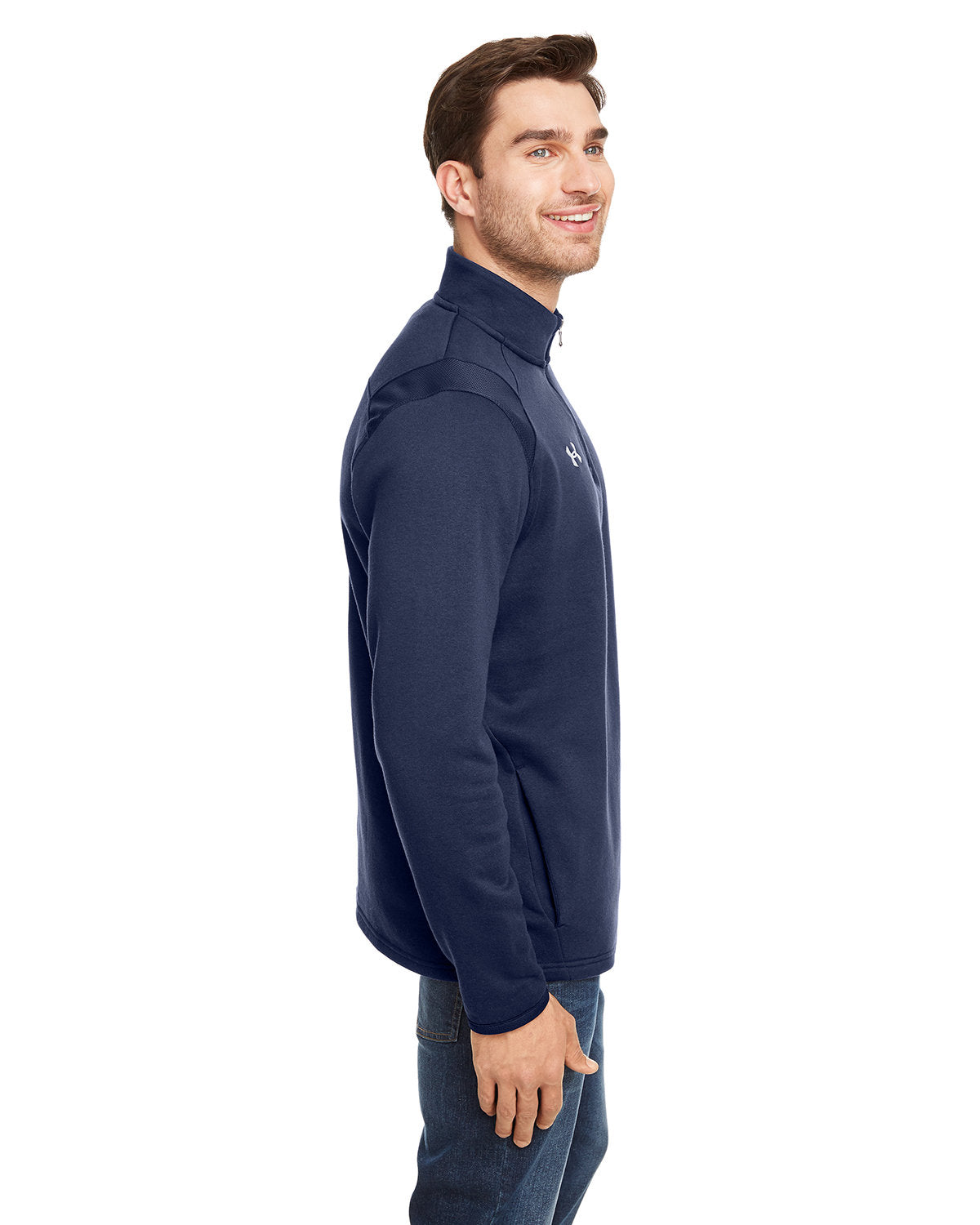 no-logo Under Armour Hustle Quarter-Zip Pullover Sweatshirt-Men's Layering-Under Armour-Thread Logic