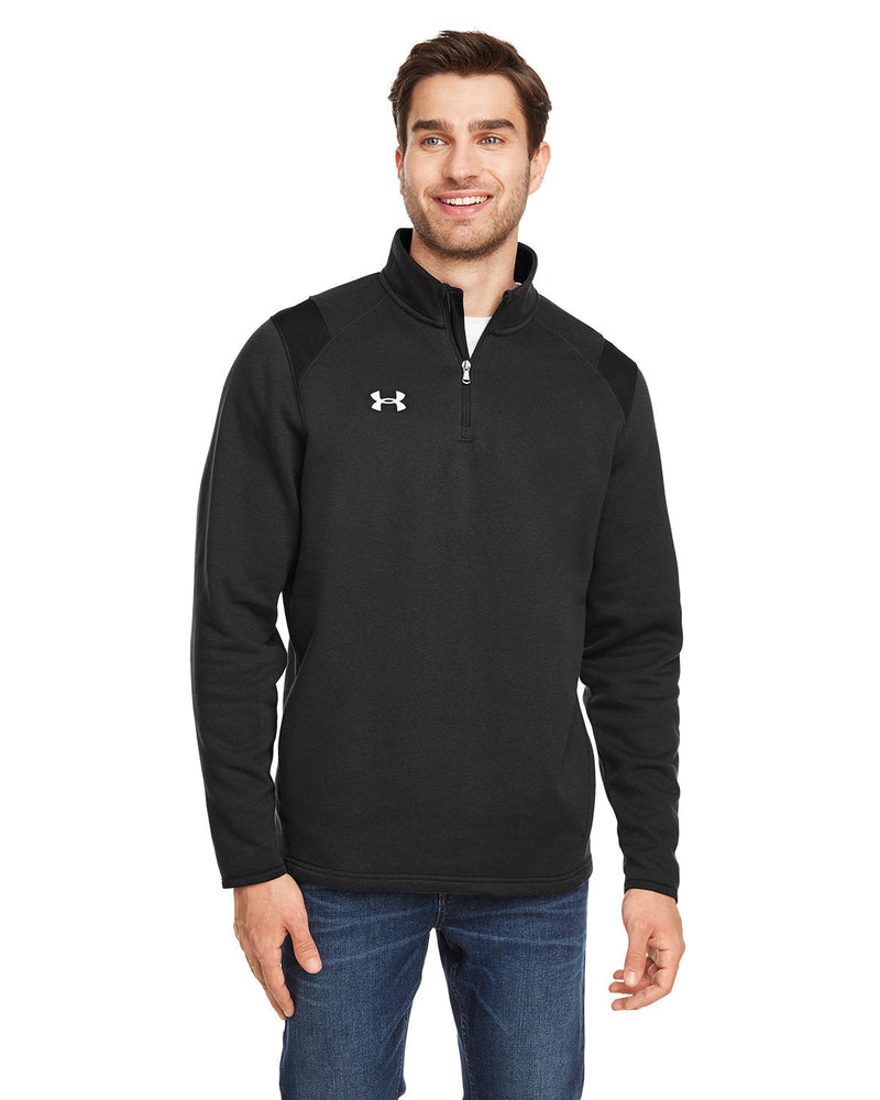  Under Armour Hustle Quarter-Zip Pullover Sweatshirt-Men's Layering-Under Armour-Black/White-S-Thread Logic