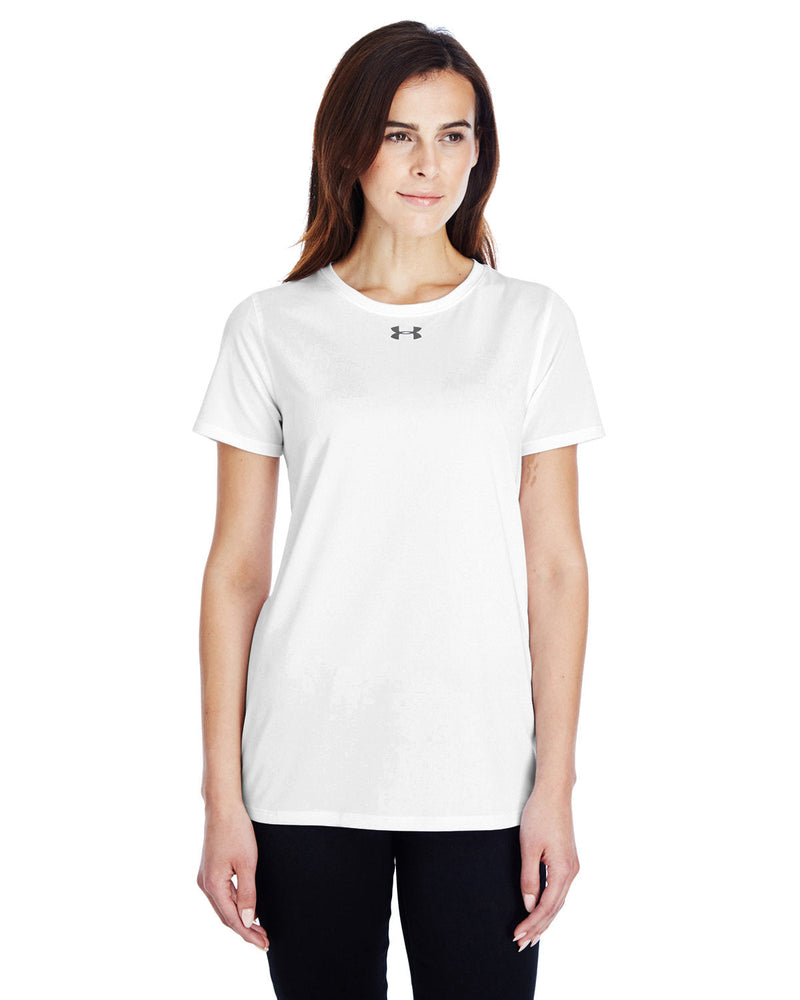  Under Armour Ladies Locker T-Shirt 2.0-Ladies T Shirts-Under Armour-White/Graphite-XS-Thread Logic