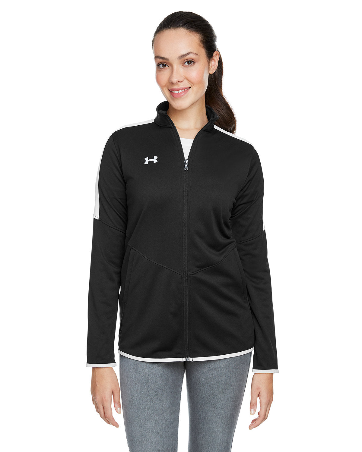  Under Armour Ladies Rival Knit Jacket-Ladies Layering-Under Armour-Black-S-Thread Logic