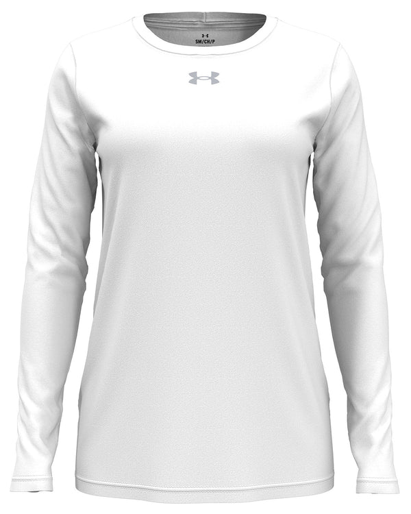  Under Armour Ladies Team Tech Long-Sleeve T-Shirt-Under Armour-White-XS-Thread Logic