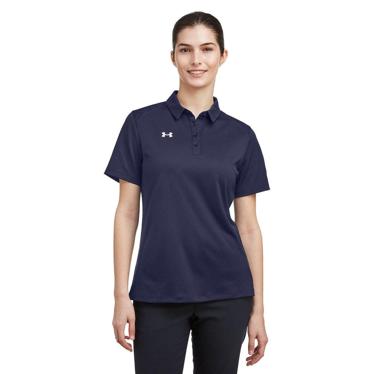 no-logo  Under Armour Ladies Tech Polo-Under Armour-Midnight Navy/White-XS-Thread Logic