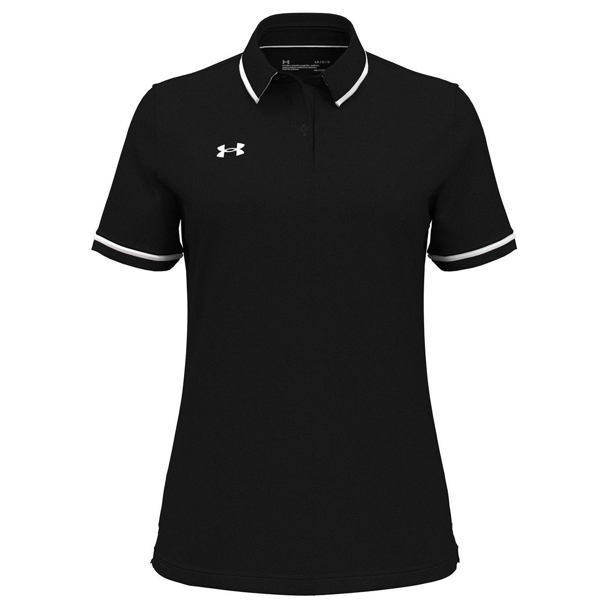 no-logo Under Armour Ladies Tipped Teams Performance Polo-Under Armour-Black/White-XS-Thread Logic