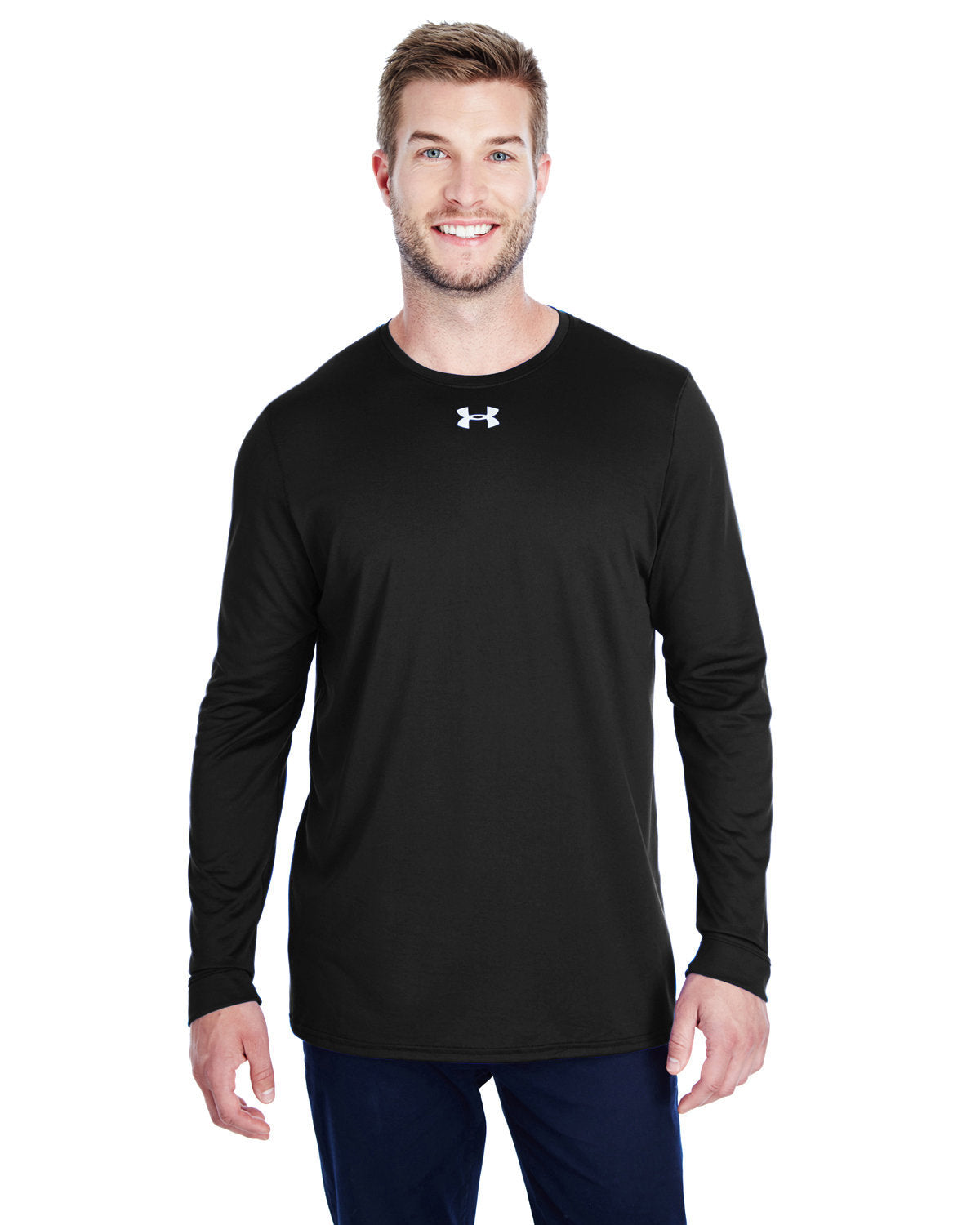  Under Armour Long-Sleeve Locker Tee 2.0-Men's T Shirts-Under Armour-Black/Metallic Silver-S-Thread Logic