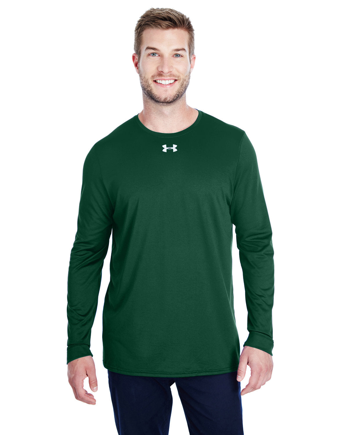  Under Armour Long-Sleeve Locker Tee 2.0-Men's T Shirts-Under Armour-Forest Green/Metallic Silver-S-Thread Logic