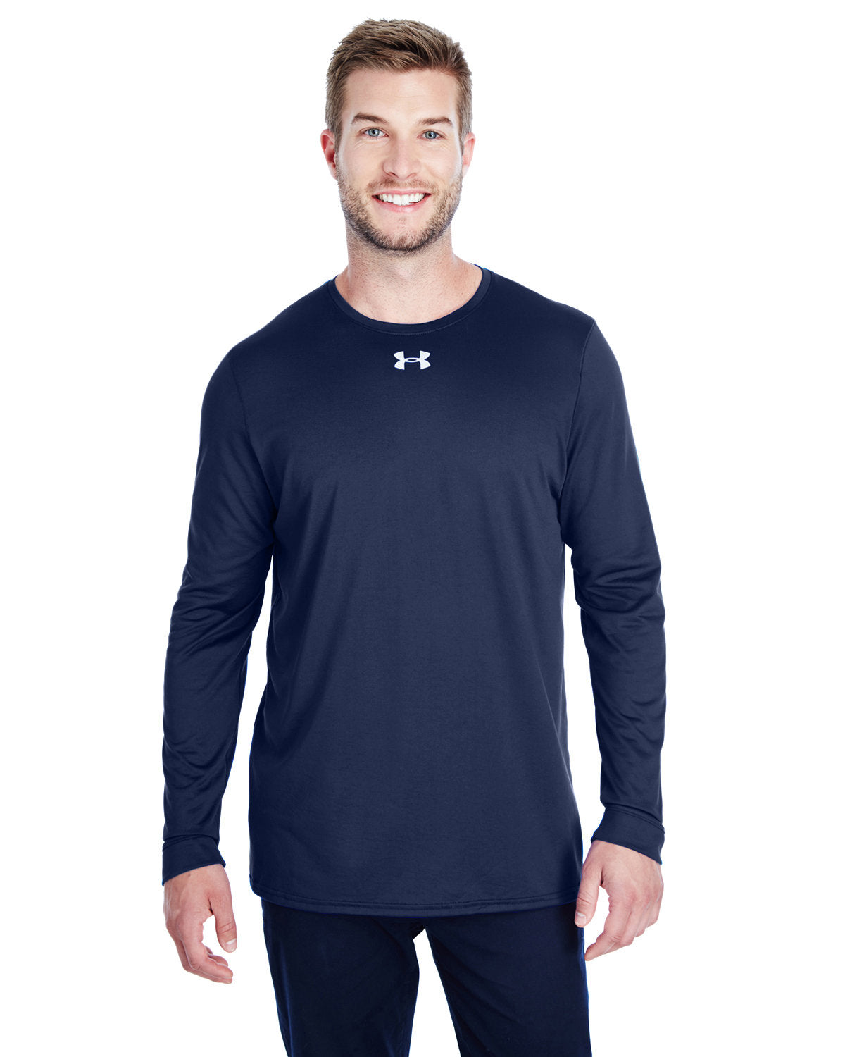  Under Armour Long-Sleeve Locker Tee 2.0-Men's T Shirts-Under Armour-Midnight Navy/Metallic Silver-S-Thread Logic