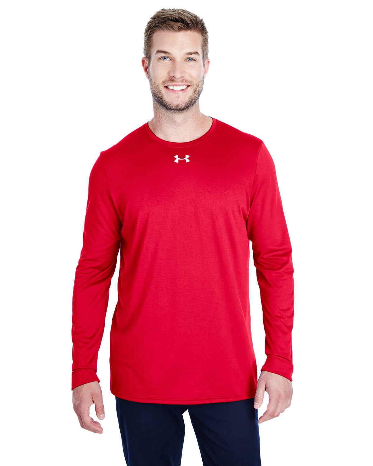  Under Armour Long-Sleeve Locker Tee 2.0-Men's T Shirts-Under Armour-Red/Metallic Silver-S-Thread Logic