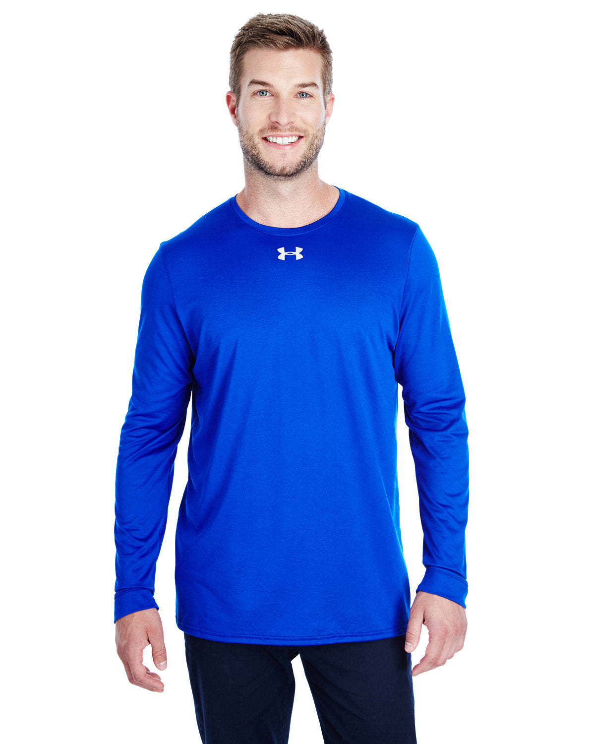  Under Armour Long-Sleeve Locker Tee 2.0-Men's T Shirts-Under Armour-Royal/Metallic Silver-S-Thread Logic