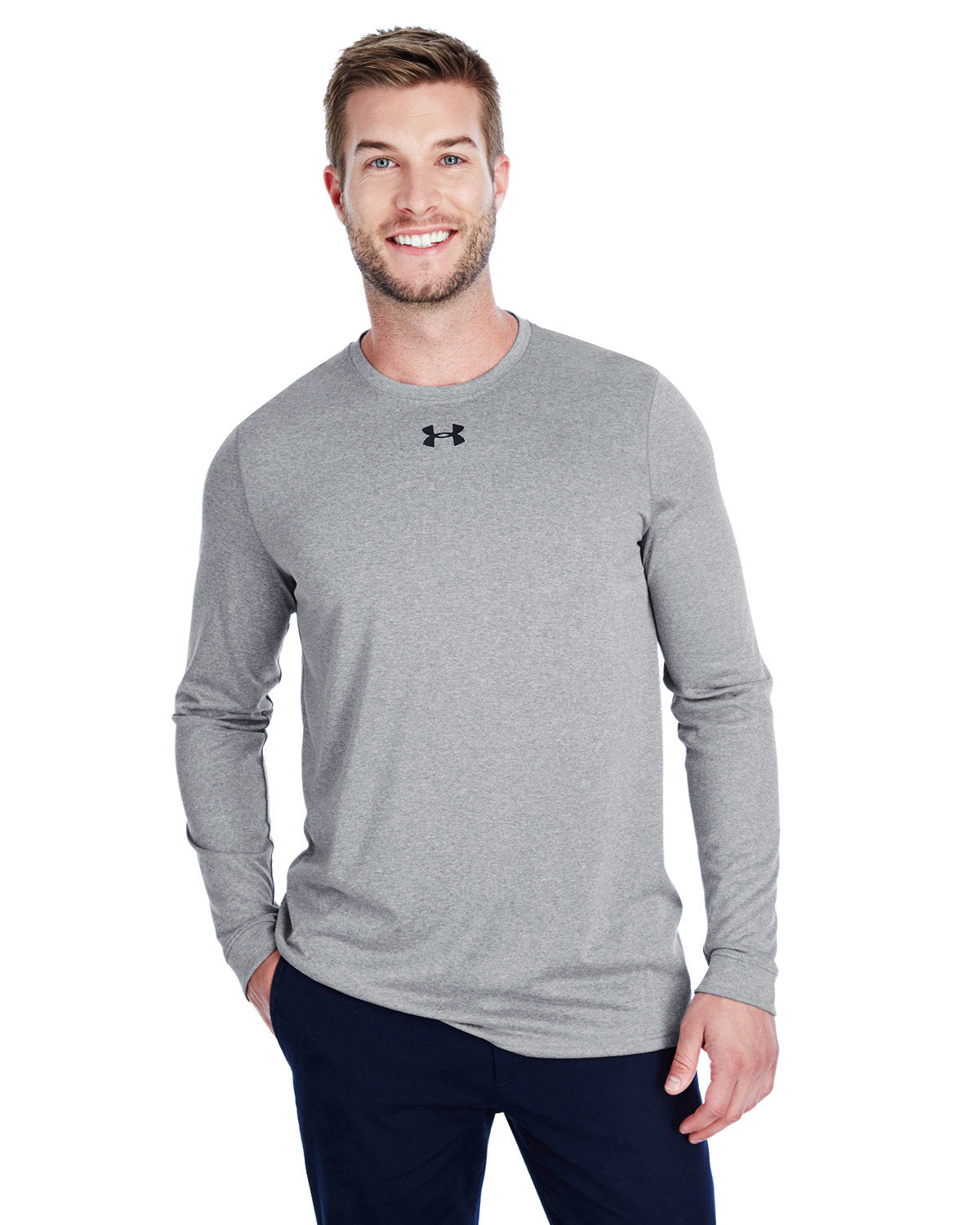  Under Armour Long-Sleeve Locker Tee 2.0-Men's T Shirts-Under Armour-True Grey Heather/Black-S-Thread Logic