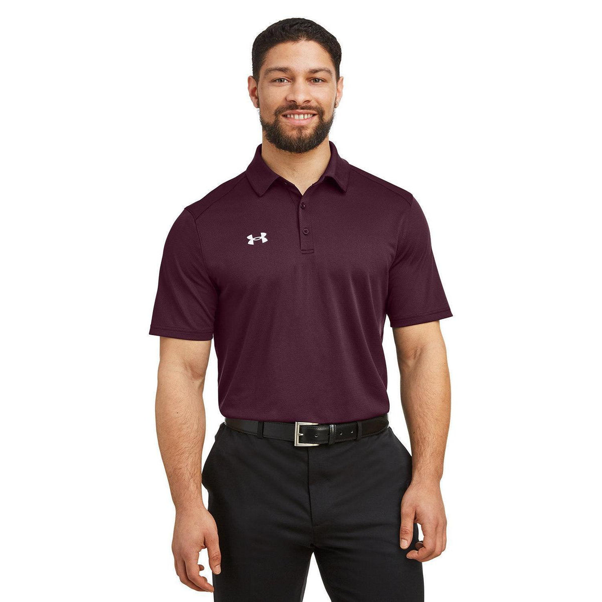 no-logo  Under Armour Tech Polo-Under Armour-Maroon/White-S-Thread Logic