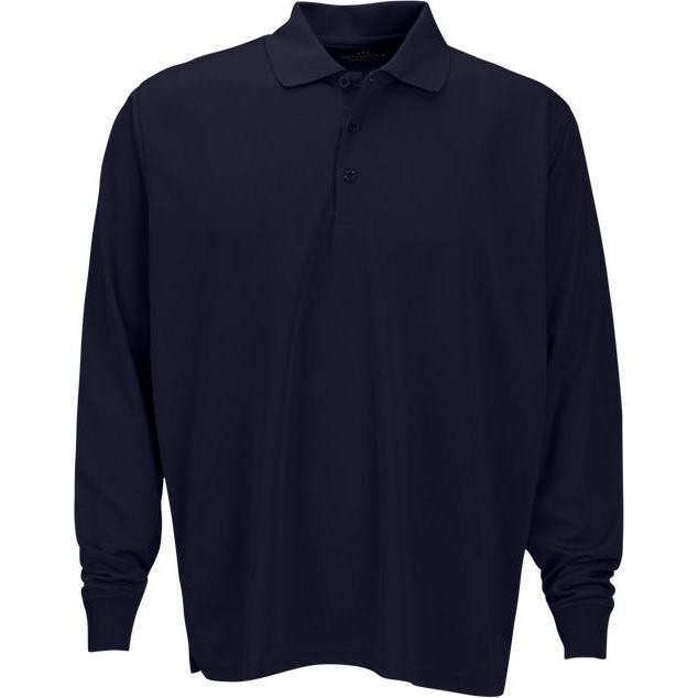 no-logo Vansport Omega Long Sleeve Solid Mesh Tech Polo-Men's Polos-Thread Logic