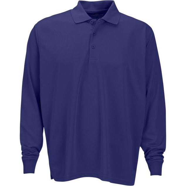 no-logo Vansport Omega Long Sleeve Solid Mesh Tech Polo-Men's Polos-Thread Logic
