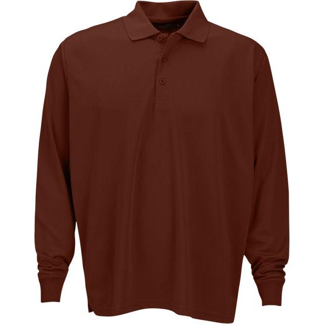 no-logo Vansport Omega Long Sleeve Solid Mesh Tech Polo-Men's Polos-Thread Logic