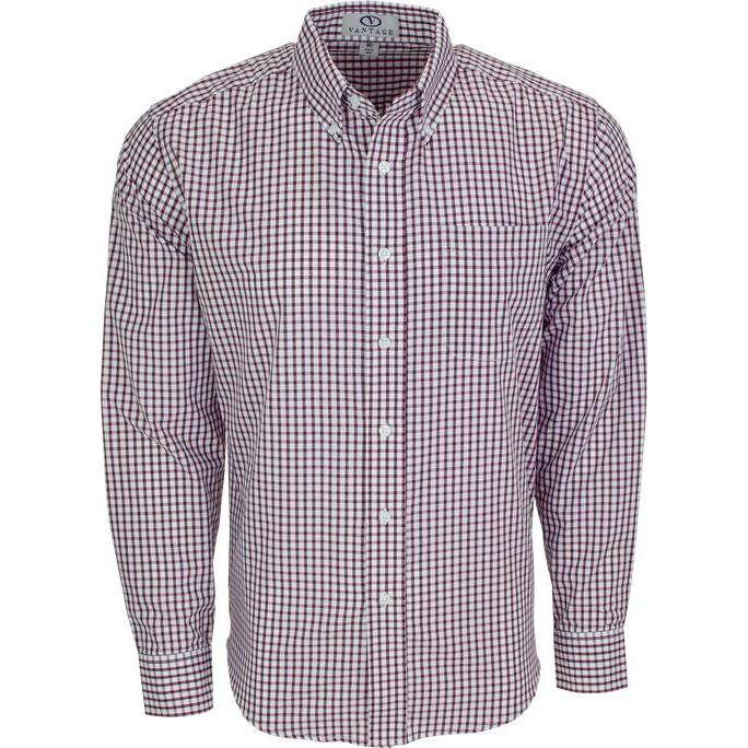 no-logo Vantage Easy-Care Gingham Check Shirt-Men's Dress Shirts-Thread Logic