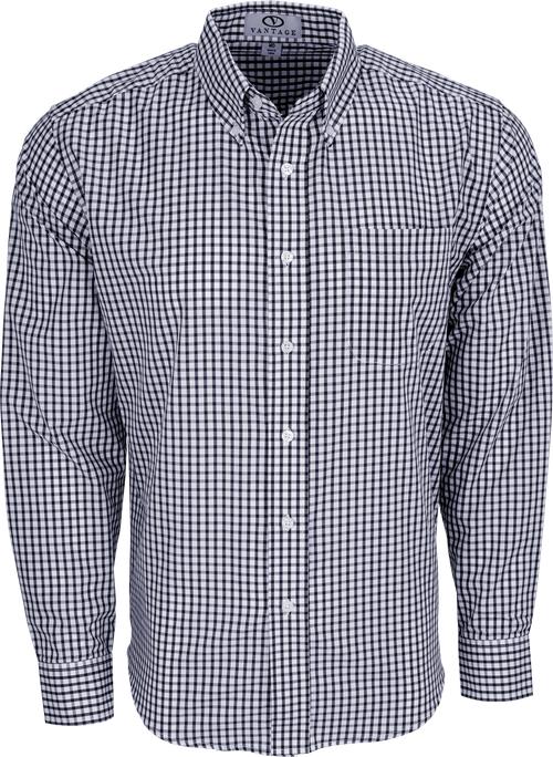 Vantage 1107 Easy-Care Gingham Check Shirt - Black/White - L Vantage 1107 Easy-Care Gingham Check Shirt - Black/White - L