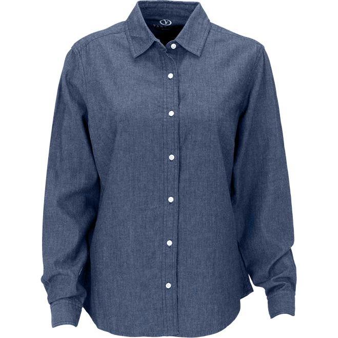no-logo Vantage Ladies Hudson Denim Shirt-Ladies Dress Shirts-Thread Logic