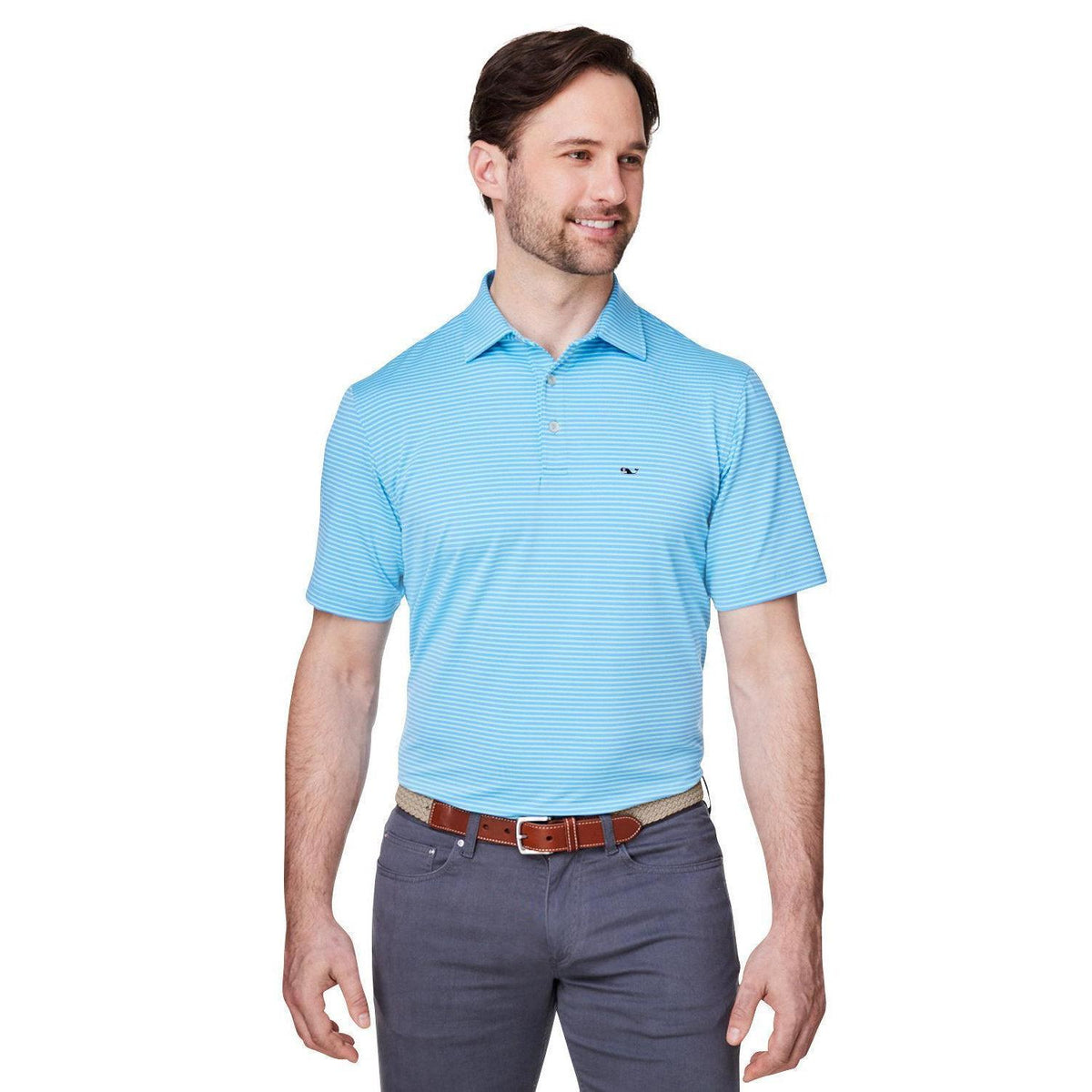 no-logo  Vineyard Vines Bradley Stripe Sankaty Polo-Polos-Vineyard Vines-Carolina Blue-S-Thread Logic