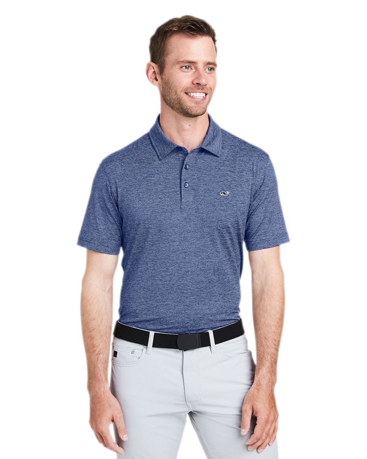  Vineyard Vines Destin Stripe Sankaty Polo-Polos-Vineyard Vines-Blue Depth-S-Thread Logic
