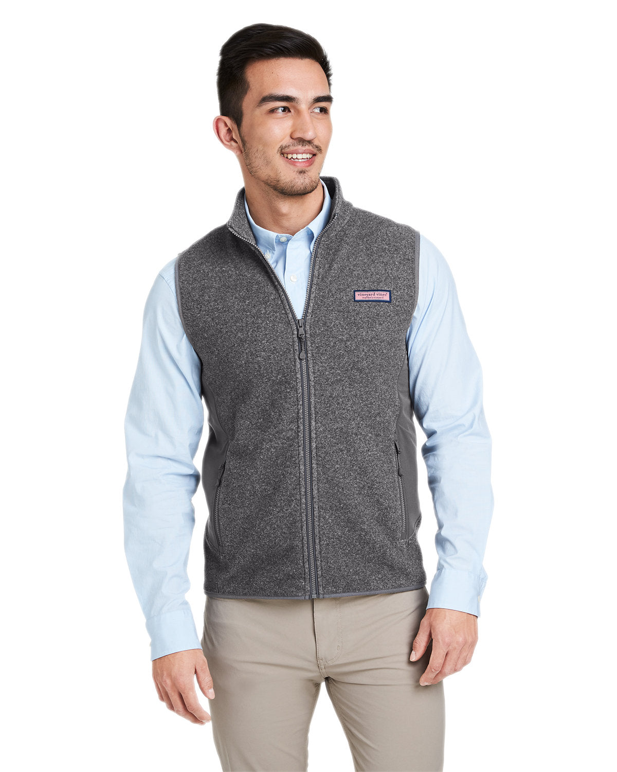  Vineyard Vines Harbor Fleece Vest-Outerwear-Vineyard Vines-Charcoal Heather-S-Thread Logic